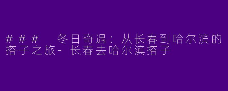 ### 冬日奇遇：从长春到哈尔滨的搭子之旅-长春去哈尔滨搭子