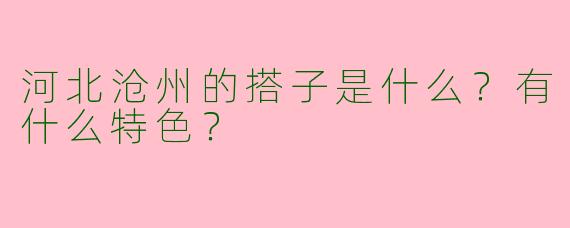 河北沧州的搭子是什么？有什么特色？