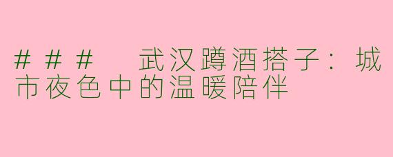 ### 武汉蹲酒搭子：城市夜色中的温暖陪伴