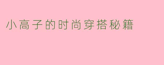 小高子的时尚穿搭秘籍