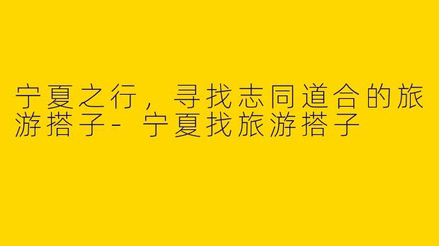 宁夏之行，寻找志同道合的旅游搭子