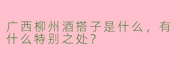 广西柳州酒搭子是什么，有什么特别之处？