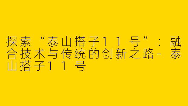 探索“泰山搭子11号”：融合技术与传统的创新之路-泰山搭子11号