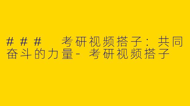 ### 考研视频搭子：共同奋斗的力量-考研视频搭子