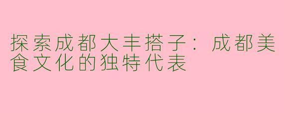 探索成都大丰搭子：成都美食文化的独特代表