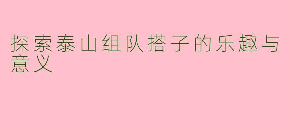 探索泰山组队搭子的乐趣与意义