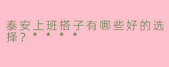 泰安上班搭子有哪些好的选择？****