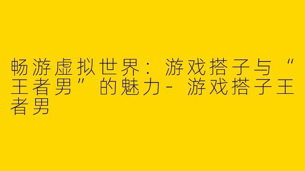 畅游虚拟世界：游戏搭子与“王者男”的魅力-游戏搭子王者男