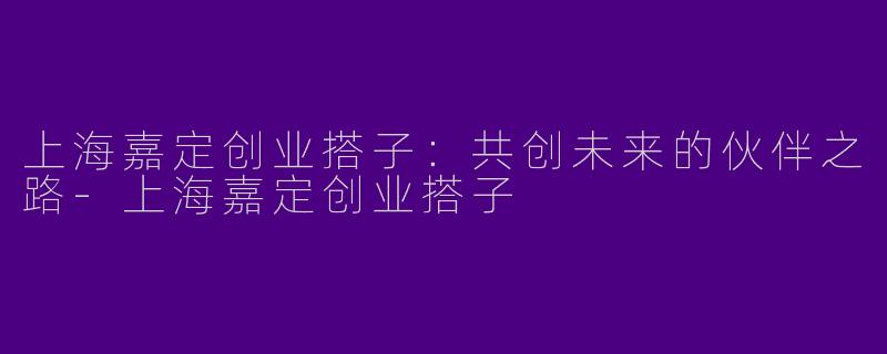 上海嘉定创业搭子：共创未来的伙伴之路