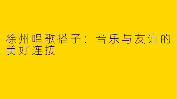 徐州唱歌搭子：音乐与友谊的美好连接