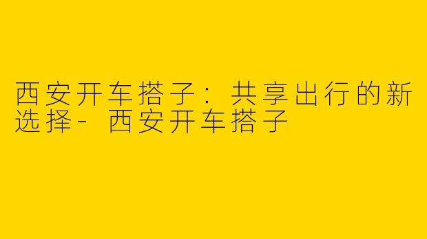 西安开车搭子：共享出行的新选择-西安开车搭子