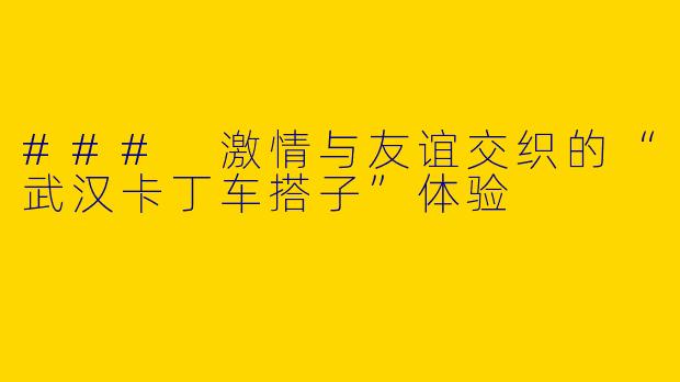 ### 激情与友谊交织的“武汉卡丁车搭子”体验