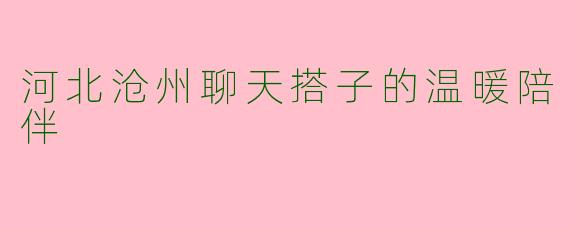 河北沧州聊天搭子的温暖陪伴