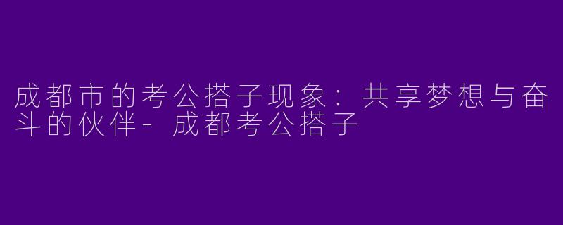 成都市的考公搭子现象：共享梦想与奋斗的伙伴-成都考公搭子