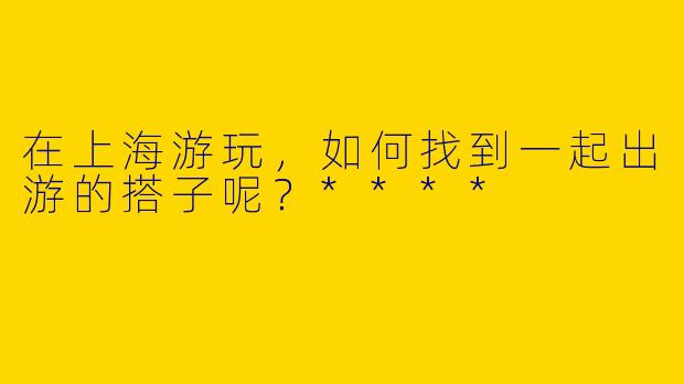 在上海游玩，如何找到一起出游的搭子呢？****