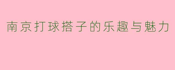 南京打球搭子的乐趣与魅力