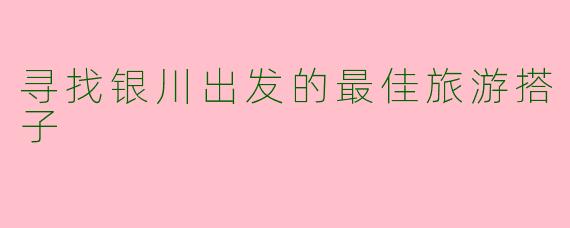 寻找银川出发的最佳旅游搭子