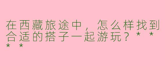 在西藏旅途中，怎么样找到合适的搭子一起游玩？****