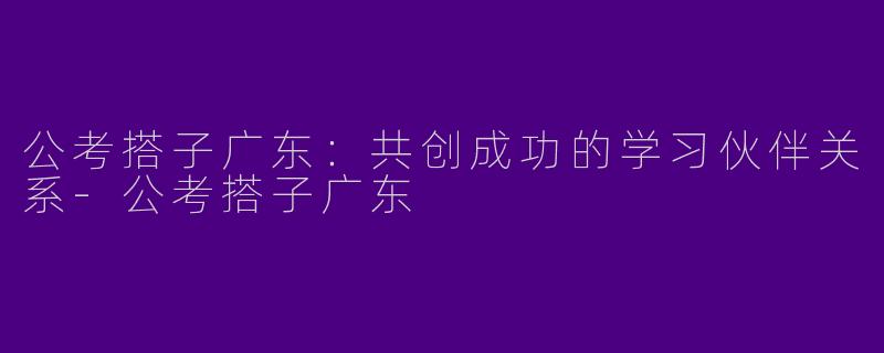 公考搭子广东：共创成功的学习伙伴关系-公考搭子广东