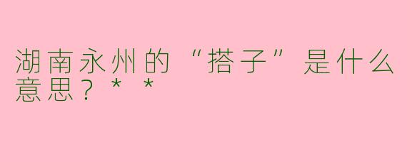 湖南永州的“搭子”是什么意思？**