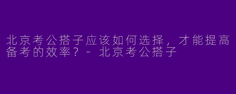 北京考公搭子应该如何选择,才能提高备考的效率?