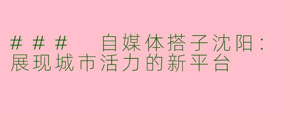 ### 自媒体搭子沈阳：展现城市活力的新平台