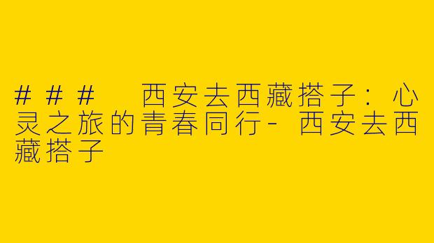 ### 西安去西藏搭子:心灵之旅的青春同行
