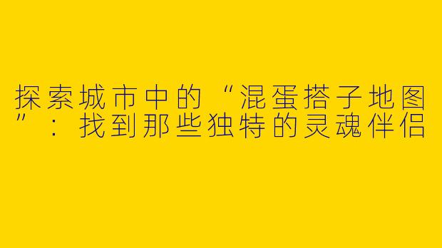 探索城市中的“混蛋搭子地图”：找到那些独特的灵魂伴侣