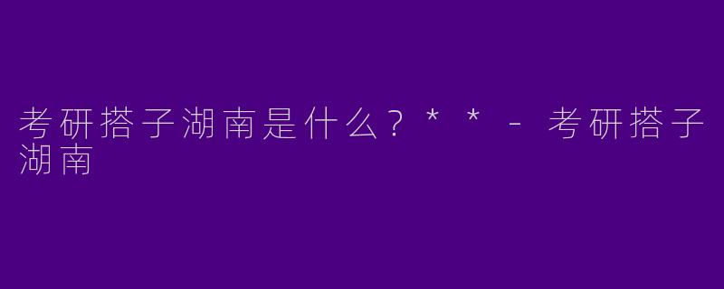 考研搭子湖南是什么？**