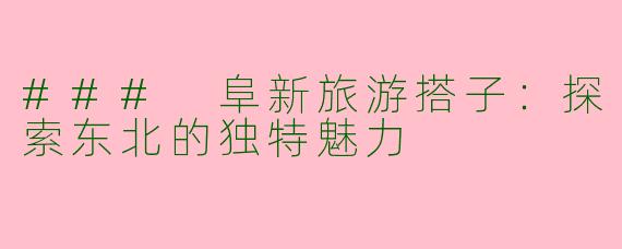 ### 阜新旅游搭子：探索东北的独特魅力