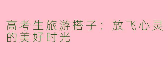 高考生旅游搭子:放飞心灵的美好时光
