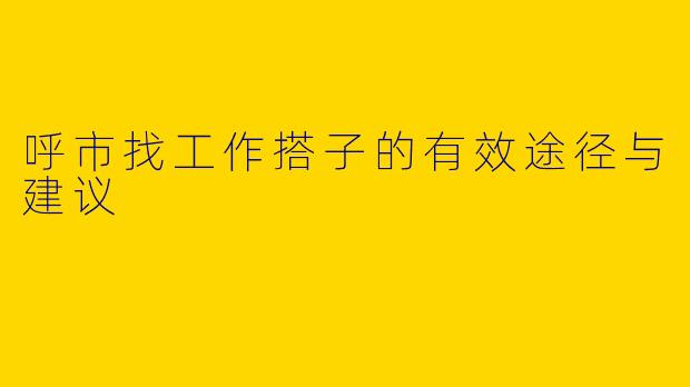 呼市找工作搭子的有效途径与建议