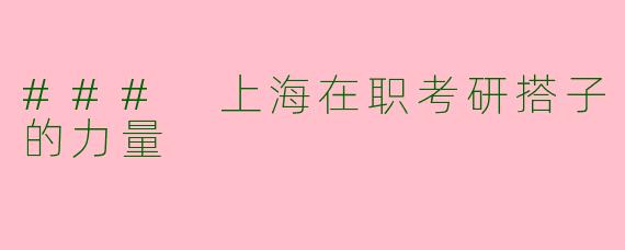 ### 上海在职考研搭子的力量
