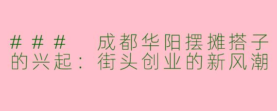 ### 成都华阳摆摊搭子的兴起：街头创业的新风潮