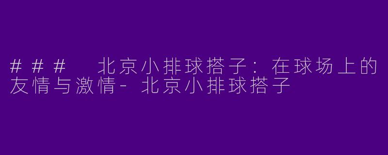 ### 北京小排球搭子：在球场上的友情与激情
