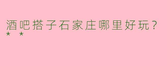 酒吧搭子石家庄哪里好玩?**