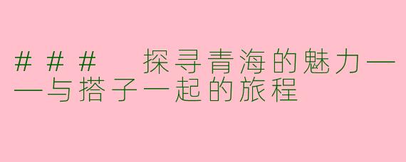 ### 探寻青海的魅力——与搭子一起的旅程