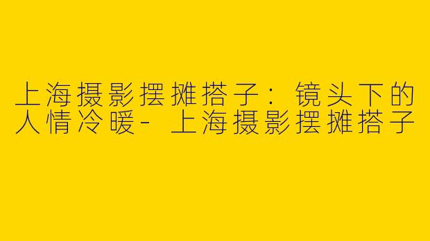 上海摄影摆摊搭子：镜头下的人情冷暖-上海摄影摆摊搭子
