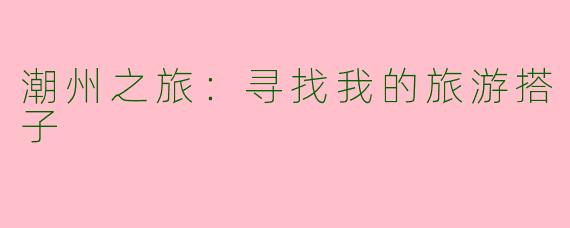 潮州之旅：寻找我的旅游搭子