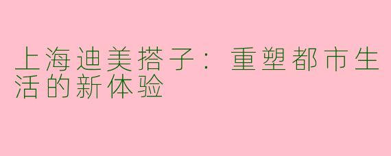 上海迪美搭子：重塑都市生活的新体验