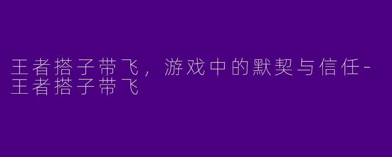 王者搭子带飞，游戏中的默契与信任-王者搭子带飞