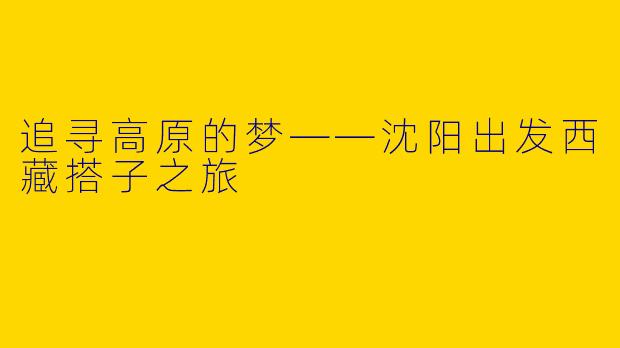 追寻高原的梦——沈阳出发西藏搭子之旅