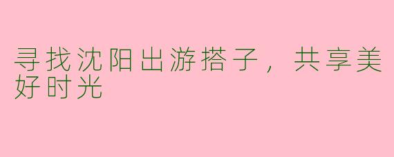 寻找沈阳出游搭子,共享美好时光