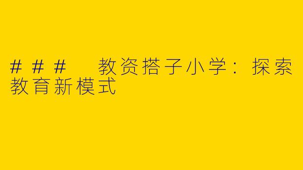 ### 教资搭子小学：探索教育新模式