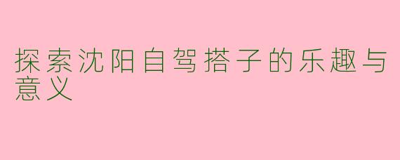 探索沈阳自驾搭子的乐趣与意义