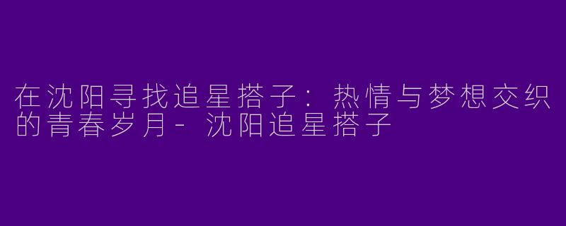 在沈阳寻找追星搭子：热情与梦想交织的青春岁月-沈阳追星搭子