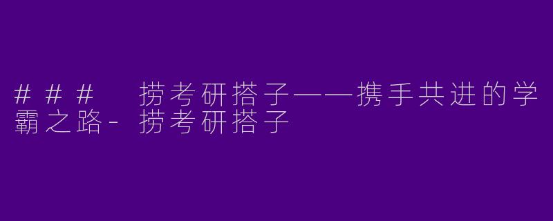 ### 捞考研搭子——携手共进的学霸之路-捞考研搭子
