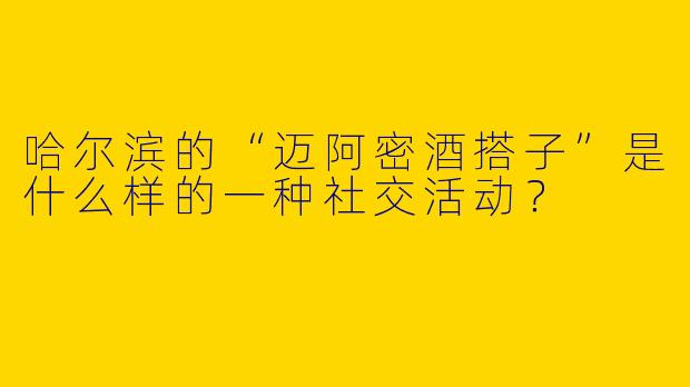 哈尔滨的“迈阿密酒搭子”是什么样的一种社交活动？