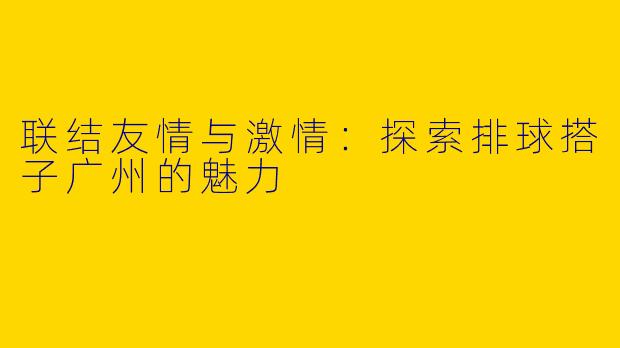联结友情与激情：探索排球搭子广州的魅力