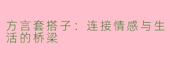 方言套搭子：连接情感与生活的桥梁